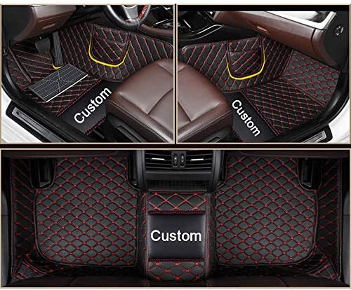 Tuqiang Alfombrillas de coche personalizadas para el 95% sedán SUV deportivo hombres mujeres protección completa almohadillas antideslizantes de cuero negro rojo