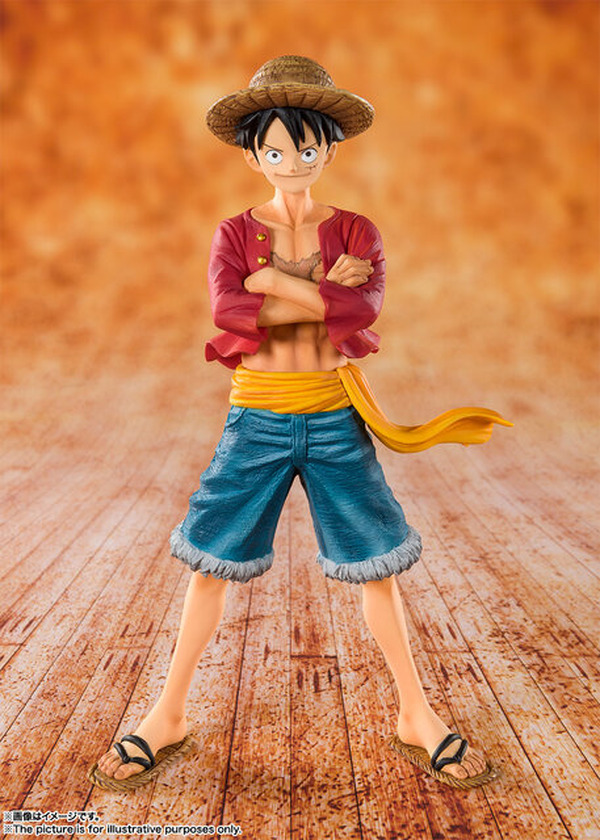 ¡La figura de “Sombrero de Paja Luffy” de la portada del cómic original “One Piece” vuelve a estar a la venta! Figura tridimensional con ropa roja, pantalón azul, taparrabos amarillo y traje estándar.