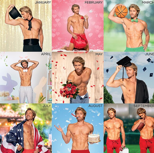 Chad Michael Murray sin camisa y ropa interior para el calendario 2025