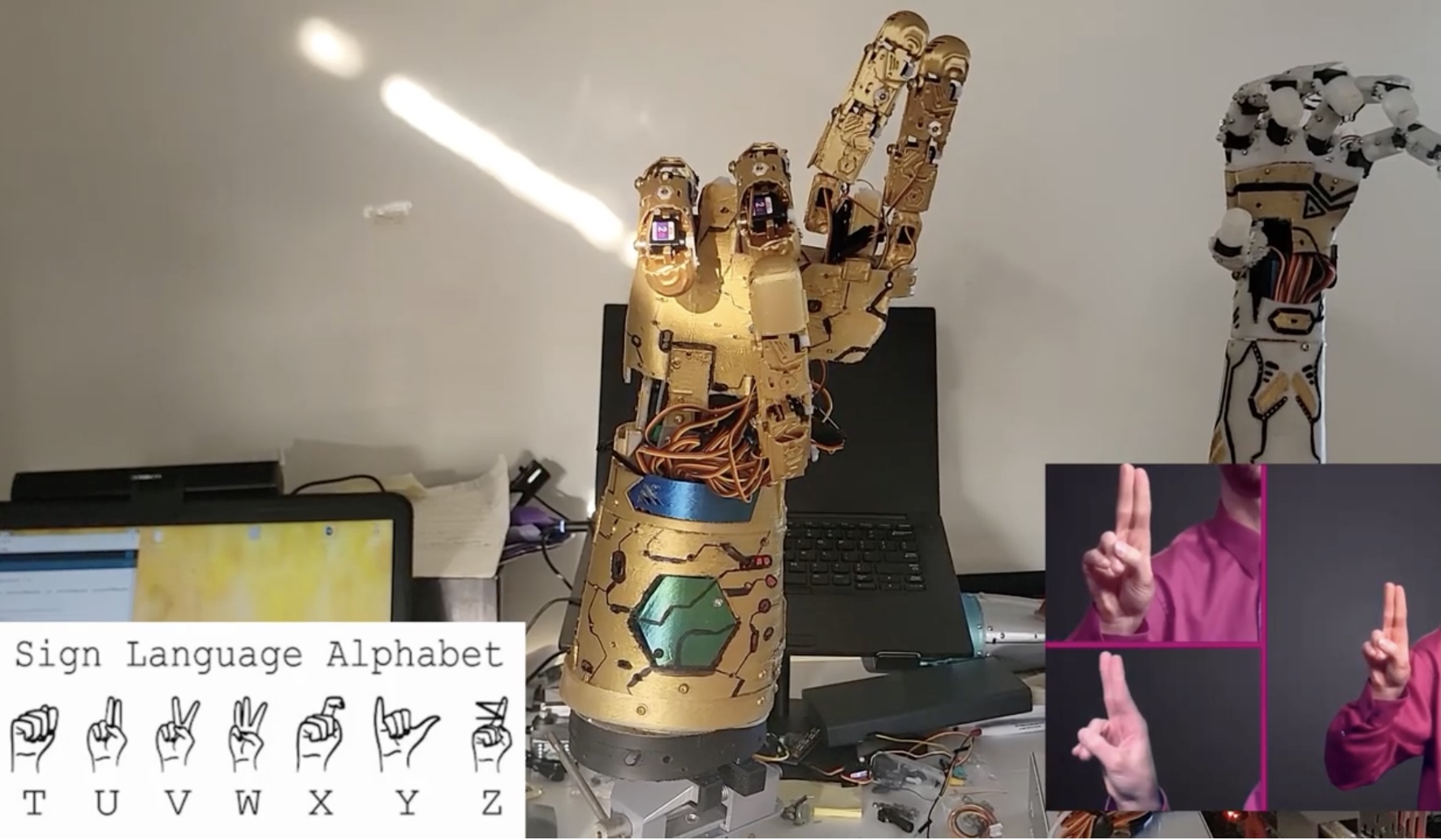 Una mano robótica con destreza para firmar todo el alfabeto ASL